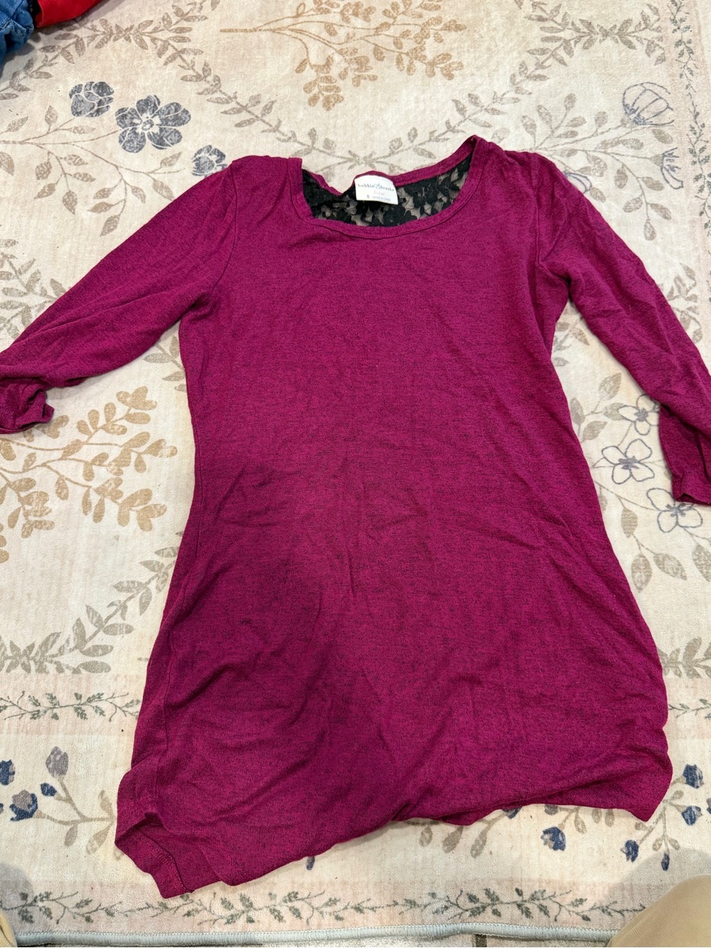 Bobbie Brooks Scoop Neck Long Sleeve Tunic in Deep Berry Plum